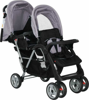 vidaXL Doppelter Kinderwagen Geeignet ab 6+ Monaten Grey & Black