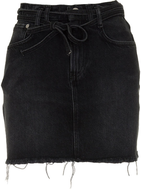 Rachel Denim High-waisted Mini Skirt Black