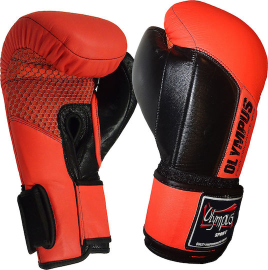 Olympus Sport Dx350 Performance Boxing Gloves made of Synthetic Leather for Match Red