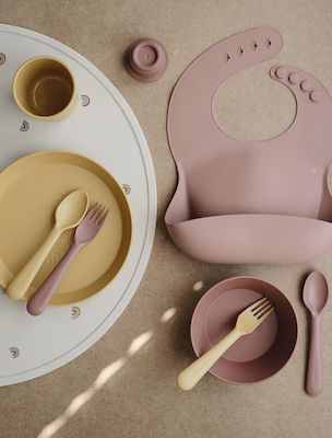 Mushie Baby Set mit Gabel Fork & Spoon aus Silikon Mustard 2Stück