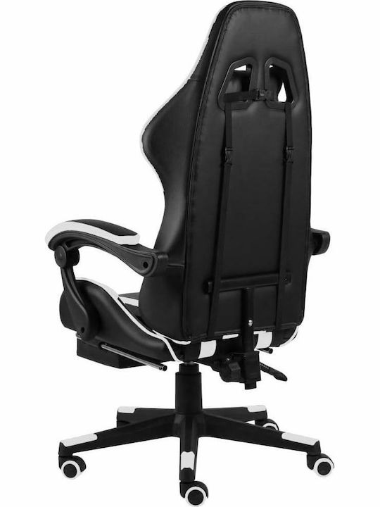 vidaXL Racing Artificial Leather Gaming Chair with Footrest Black/White Stripes