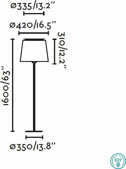 Faro Barcelona Savoy Stehleuchte H160xB42cm. mit Fassung für Lampe E27 Schwarz