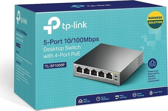 TP-LINK TL-SF1005P v2 Unmanaged L2 Switch με 5 Θύρες Ethernet