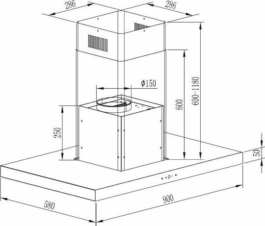 Gruppe Symmetria 90 Каминен аспиратор 90см Inox