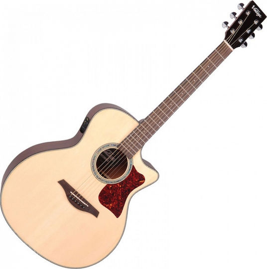 Vintage Semi-Akustik Gitarre VGA-990N Ausschnitt Natürlich
