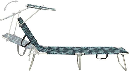 vidaXL Foldable Steel Beach Sunbed Green with Shader 189x58x27cm