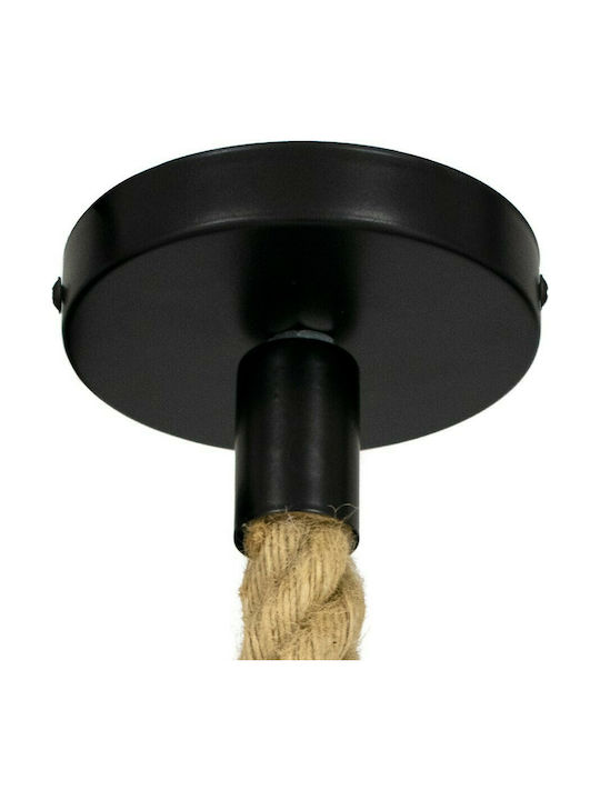 GloboStar Mason Pendant Light Black with Rope for Socket E27 25x15x24cm