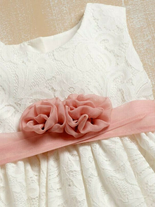 Lollipop Celebrations Ecru Set de Haine de Botez cu Rochie , Accesorii pentru păr & Cardigan din Dantelă 3buc