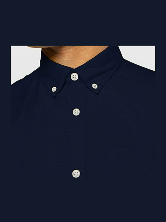 Long-sleeved Cotton Shirt Navy Blue