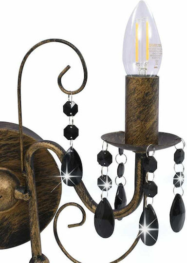 vidaXL Vintage Lamp Wall with Socket E14 Black 29x29cm