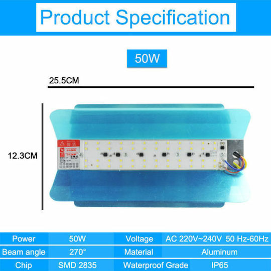 Stimeno LED Προβολέας 50W Топло бяло 3000К