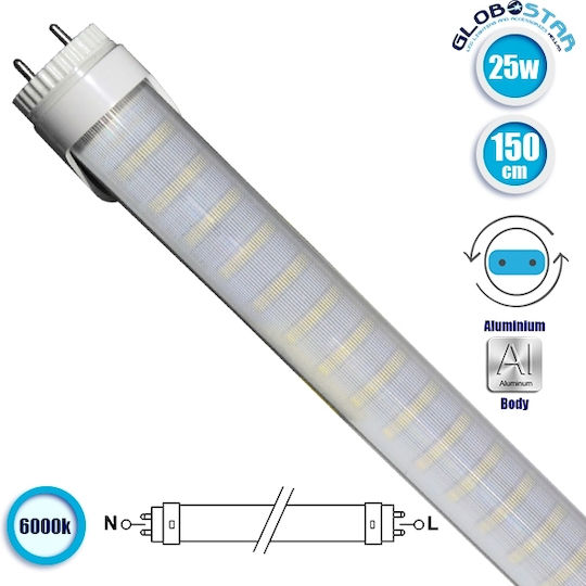 GloboStar LED-Lampe 25W Röhrenform 150εκ. für Fassung G13 und Form T8 Warmes Weiß 2300lm