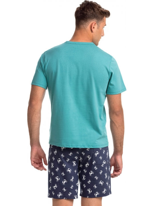 Vamp Men's Summer Cotton Pajamas Set Green