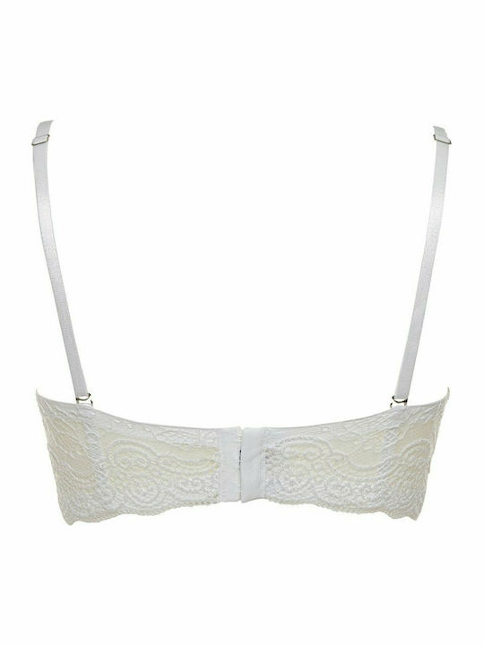 Extra Pizzo Balconette Λευκό Σουτιέν Push Up με Μπανέλες