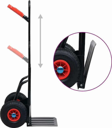 vidaXL Transport Trolley Telescopic Foldable for Weight Load up to 200kg Black