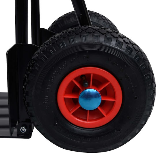 vidaXL Transport Trolley Telescopic Foldable for Weight Load up to 200kg Black