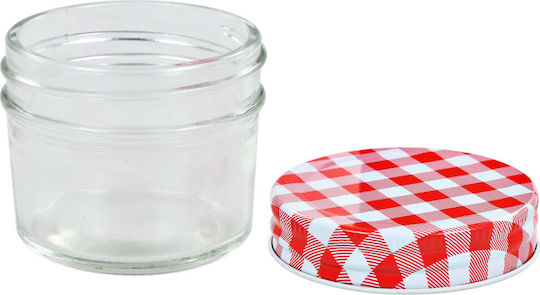 vidaXL Glass Jar with Red/White Lid 110ml 24pcs