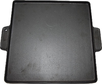 Din Gaz Non-Stick Baking Plate Double Sided with Cast Iron Flat & Grill Surface 38x38cm