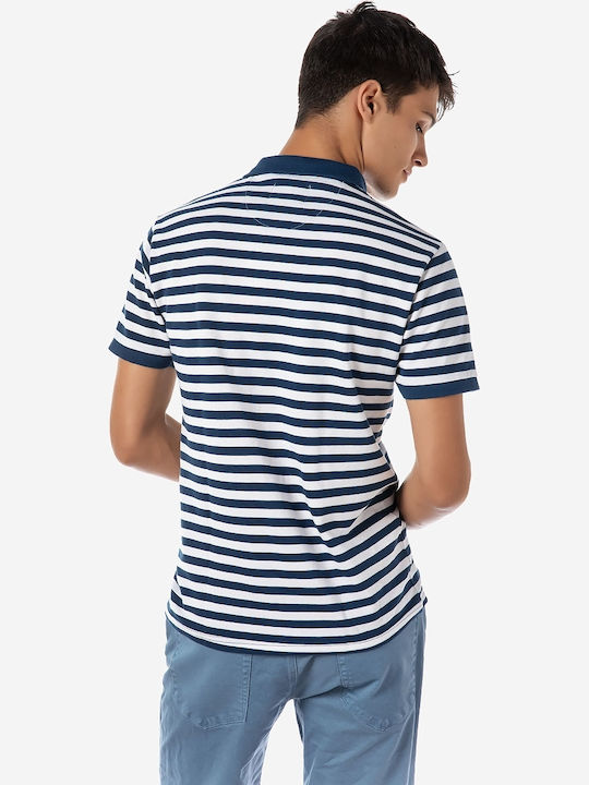 Brokers Jeans Bluza Bărbătească cu Mânecă Scurtă Polo Blue / White