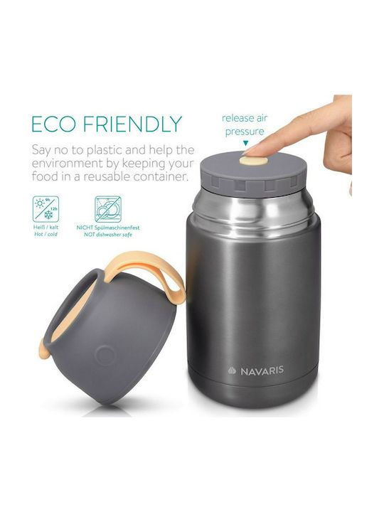 Navaris Lunchbox Isolierte Lunchbox Inox Gray 650ml 1Stück
