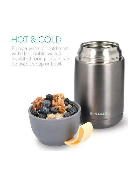 Navaris Lunchbox Isolierte Lunchbox Inox Gray 650ml 1Stück