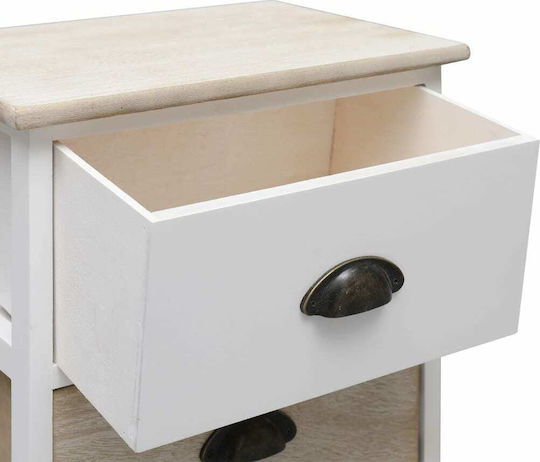 Bedside Tables from Solid Wood White / Natural 2 Pieces 38x28x45cm