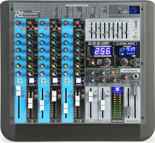 Power Dynamics PDM-S804 172.622 Αναλογική Κονσόλα 8 Καναλιών με Phantom Power & 4 Εισόδους XLR & Bluetooth