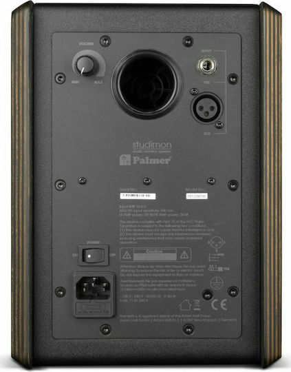 Palmer Studimon 5 Ηχείo Studio Monitor 5" 60W (Τεμάχιο) Μαύρο