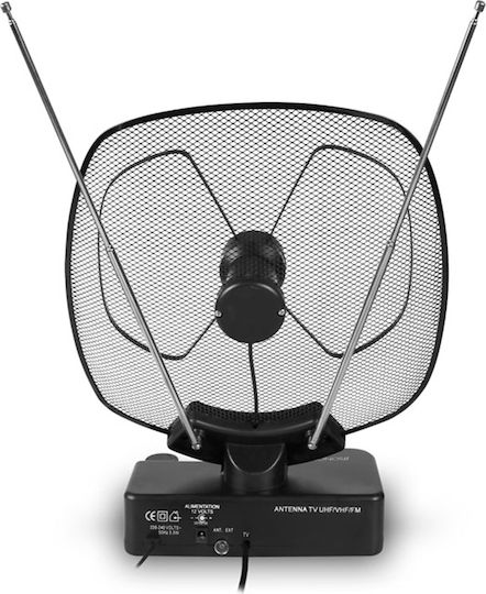 Sonora ANT-300 Εσωτερική Κεραία Τηλεόρασης (απαιτεί τροφοδοσία) σε Μαύρο Χρώμα Σύνδεση με Ομοαξονικό (Coaxial) Καλώδιο