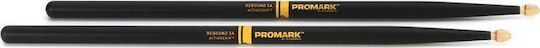 Promark Hickory Drumsticks Drums Rebound Activegrip 5A with Tip Shape Acorn in Black Color Tip