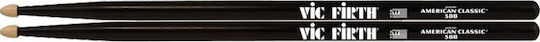 Vic Firth 5B American Classic Hickory Drumstick with Wooden Drop Head Black