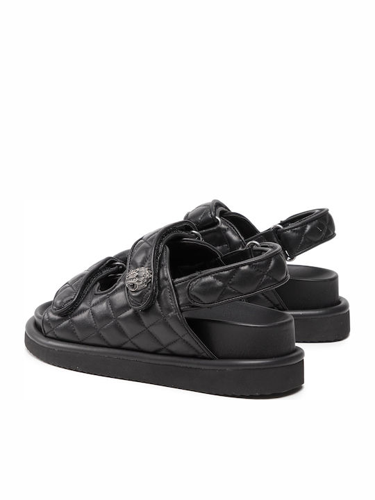 Orson Leder Flache Sandalen für Damen Flatforms in Schwarz Farbe