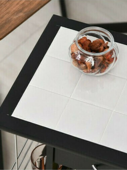 HomCom Τρόλεϊ Κουζίνας Ξύλινο 3 Θέσεων Μαύρο 57x37x83cm