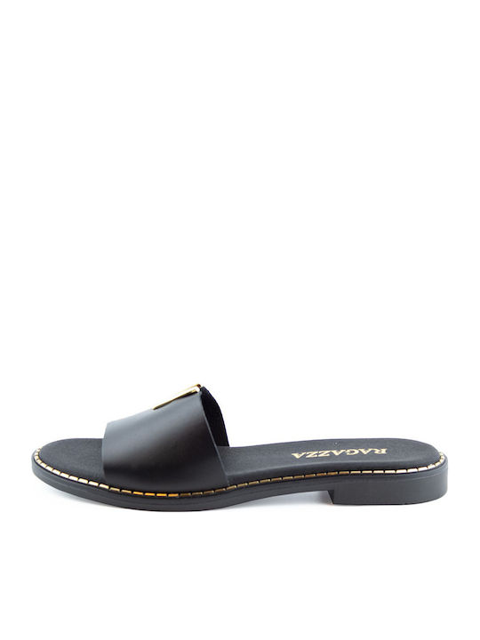 Ragazza Leather Women's Flat Sandals in Black Color