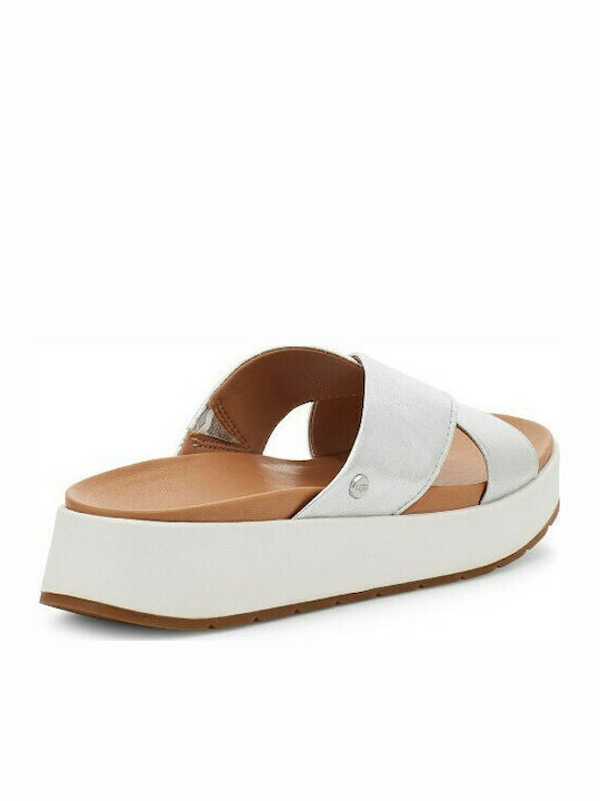 Emily Damen Flache Sandalen Flatforms in Silber Farbe