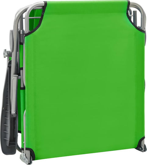 vidaXL Foldable Steel Beach Sunbed Green with Shader 188x71x27cm