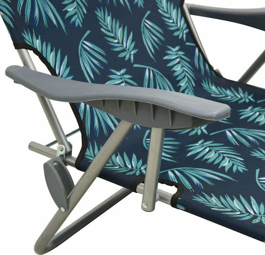 vidaXL Foldable Steel Beach Sunbed Green with Shader 188x71x27cm