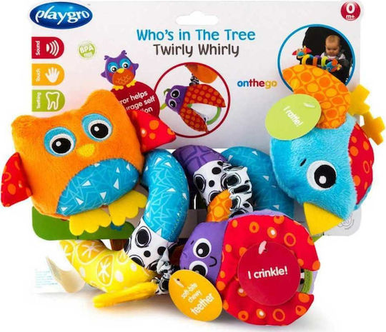 Playgro Spiral Toy for Crib and Stroller with Teether Who is in the Tree Twirly Whirly for 0++ Months