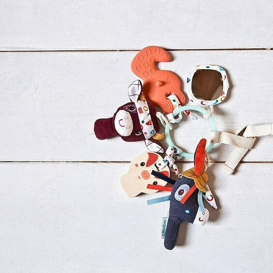 Lilliputiens Pendant Toy for Car with Teether and Mirror Sensory Keyring Farm