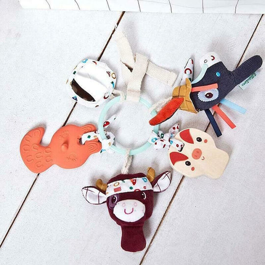 Lilliputiens Pendant Toy for Car with Teether and Mirror Sensory Keyring Farm