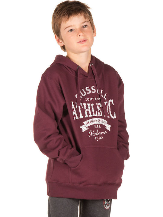 Russell Athletic Kinder Sweatshirt mit Kapuze und Taschen Burgundisch