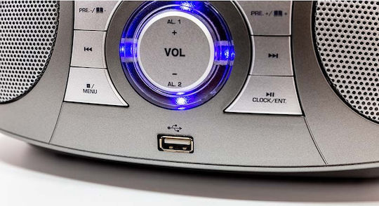 Soundmaster Tragbares Soundsystem mit Bluetooth CD MP3 USB Radio Silber