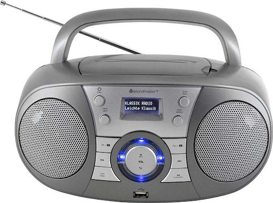 Soundmaster Tragbares Soundsystem mit Bluetooth CD MP3 USB Radio Silber