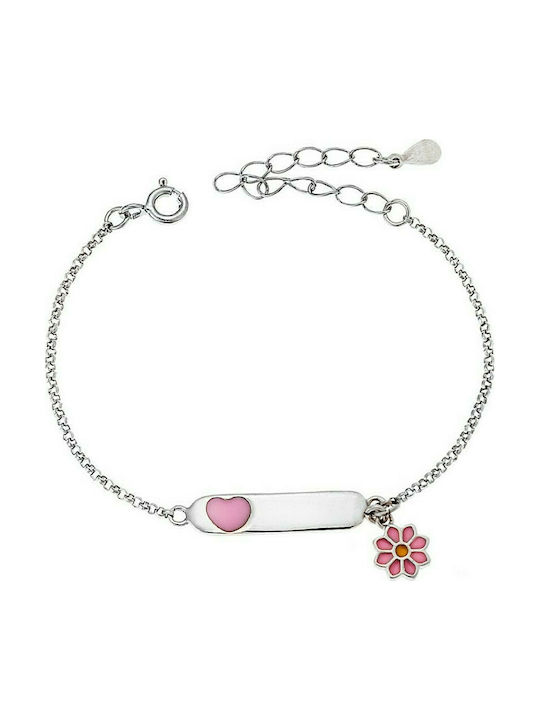 Senza Kids Silver ID Bracelet with Flower for Girl SSR1866BR