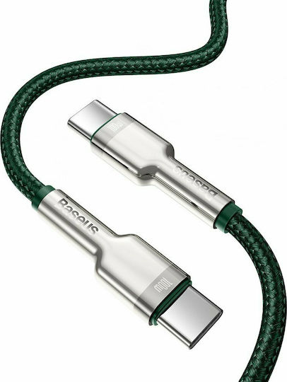 Baseus Cafule Metal Braided USB 2.0 Cable USB-C male - USB-C 100W Green 1m (CATJK-C06)
