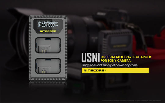 NiteCore Double Battery Charger USN1 Compatible with Sony