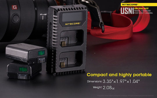 NiteCore Double Battery Charger USN1 Compatible with Sony