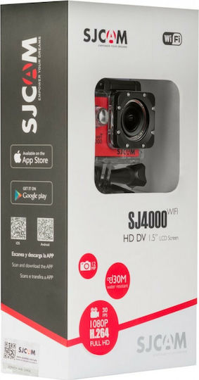 SJCAM SJ4000 Action Camera Full HD (1080p) Υποβρύχια (με Θήκη) Standard και Wi-Fi Κόκκινη