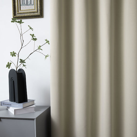 Beauty Home Κουρτίνα Συσκότισης με Τρουκς Άμμου 140x270εκ.