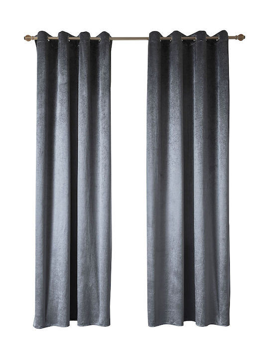 Beauty Home Κουρτίνα Συσκότισης με Τρουκς Γκρί 140x270εκ.